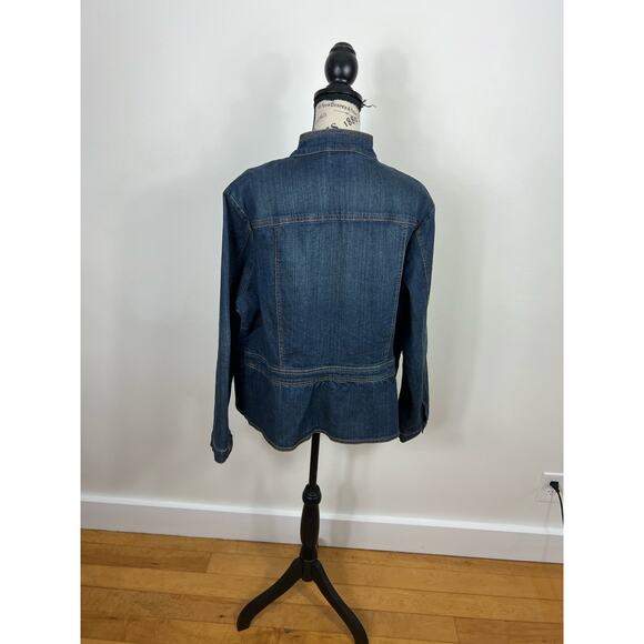 ana plus size button up jean jacket - Picture 2 of 9